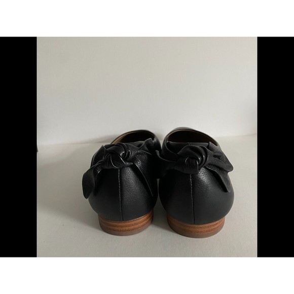 🩰 Anthropologie Bernardo Eloise Ballet Flats sz‎ 11 M Black Leather Heel Bows - Picture 6 of 9